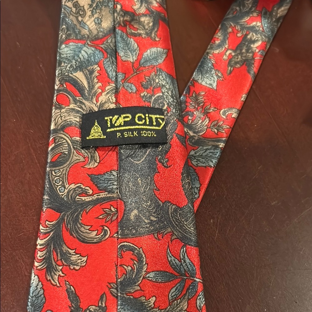 Red and Gray Silk Tie
